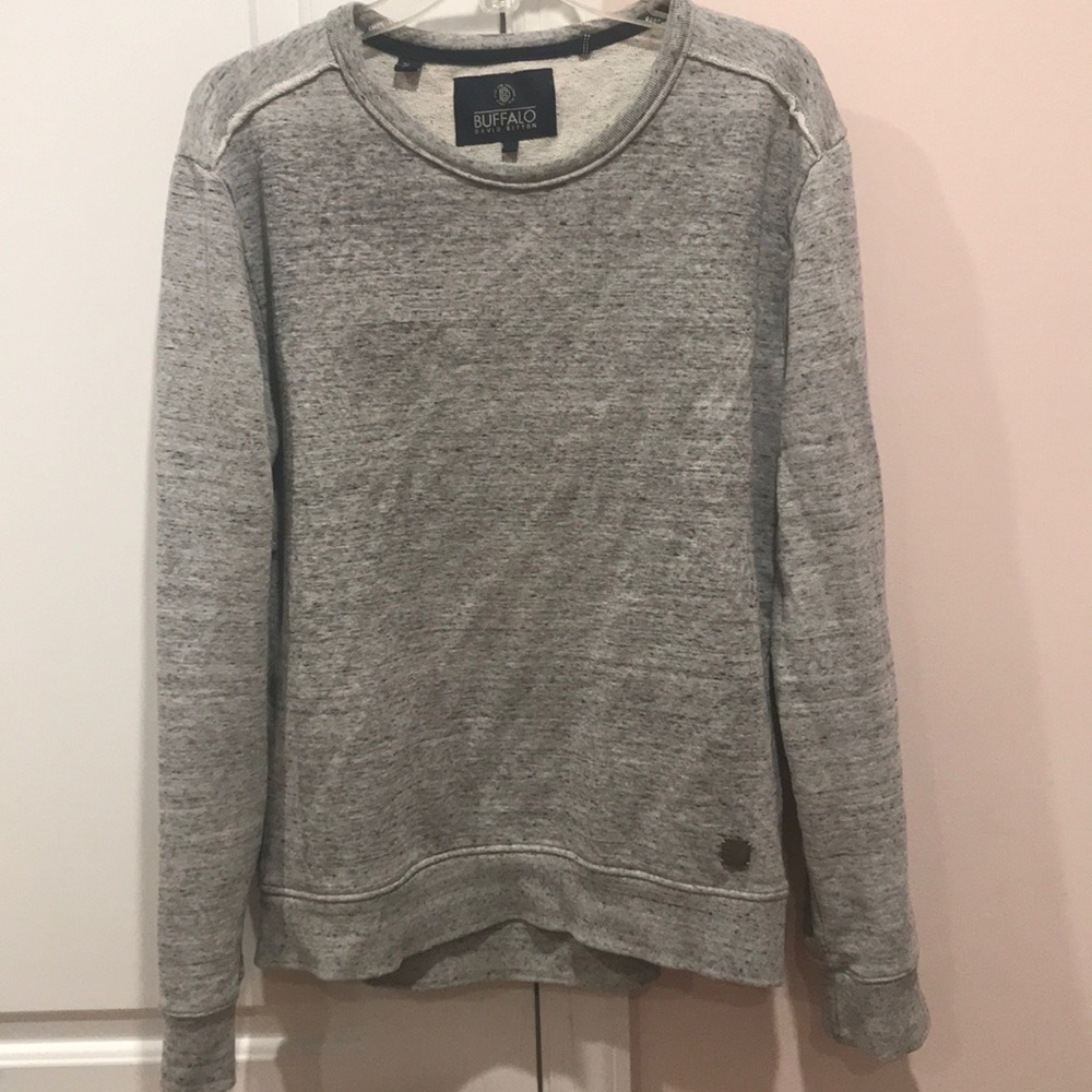 Buffalo Mens Gray Crew Neck Sweater Medium